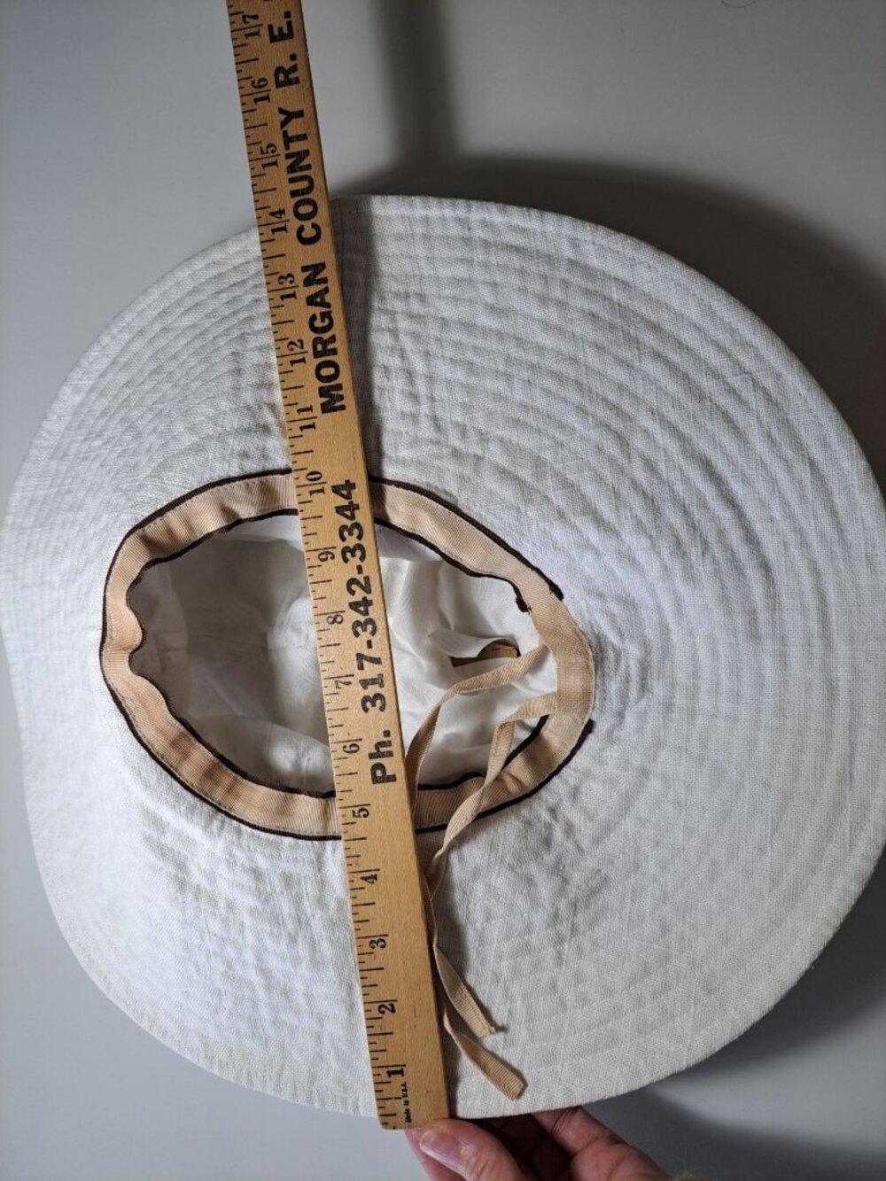 Flora Bella Womens Ivory Wide-Brim Hat Metal Detail Linen Blend Adjustable - Picture 7 of 9
